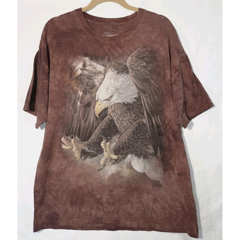 2014 The Mountain Eagle Graphic T-Shirt XL Tie Dyed Rustic Earthy Brown Patriot